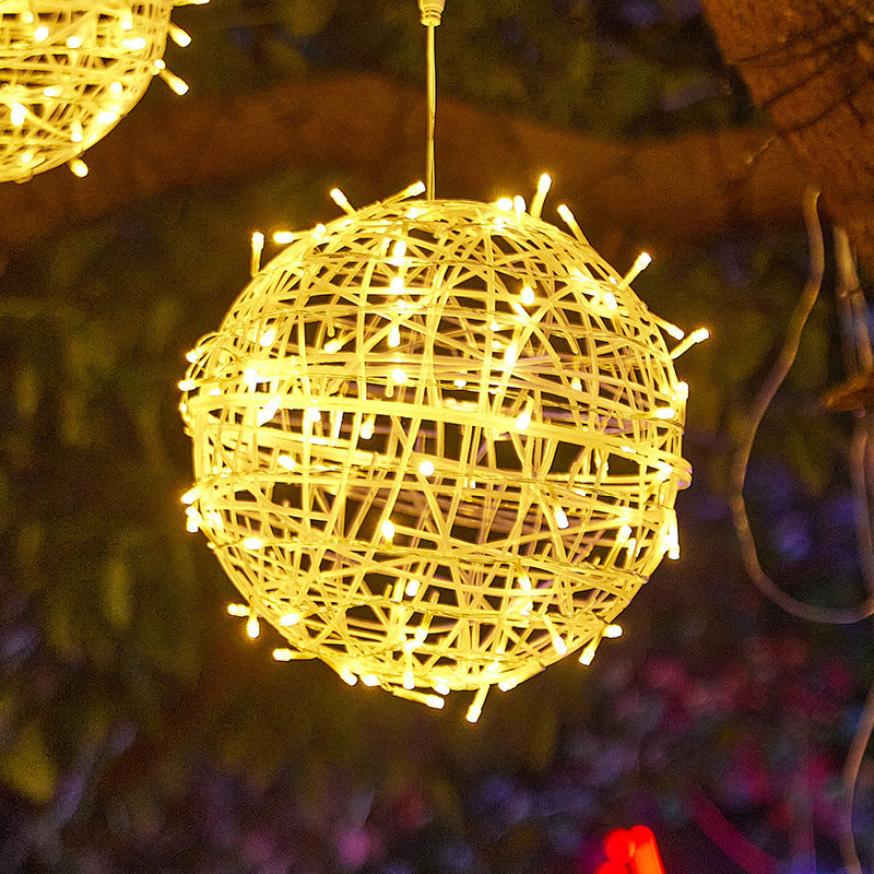 Moderne Art Deco Solar Wasserfest Waben Ball Hängend PVC Plastik LED Außenlicht Landschaft Beleuchtung Für Garten