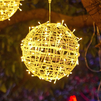 Moderne Art Deco Solar Wasserfest Waben Ball Hängend PVC Plastik LED Außenlicht Landschaft Beleuchtung Für Garten
