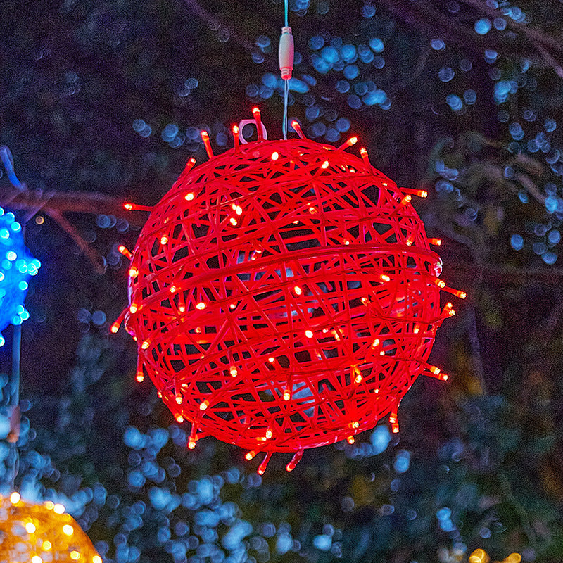 Moderne Art Deco Solar Wasserfest Waben Ball Hängend PVC Plastik LED Außenlicht Landschaft Beleuchtung Für Garten