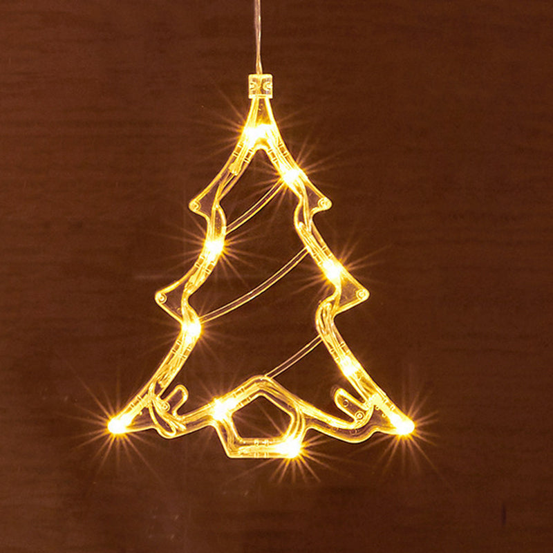 Moderne Art Deco Batterie PVC Weihnachtsbaum Reh Glocke Schneemann Dekoration LED Wand Leuchte Saugnapf Licht für Schlafzimmer