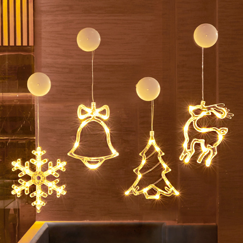 Moderne Art Deco Batterie PVC Weihnachtsbaum Reh Glocke Schneemann Dekoration LED Wand Leuchte Saugnapf Licht für Schlafzimmer