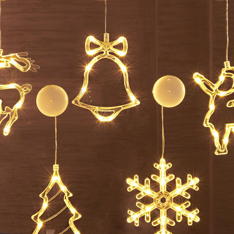 Moderne Art Deco Batterie PVC Weihnachtsbaum Reh Glocke Schneemann Dekoration LED Wand Leuchte Saugnapf Licht für Schlafzimmer
