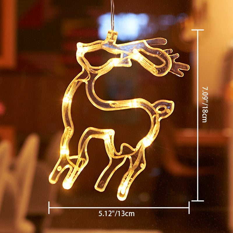 Moderne Art Deco Batterie PVC Weihnachtsbaum Reh Glocke Schneemann Dekoration LED Wand Leuchte Saugnapf Licht für Schlafzimmer