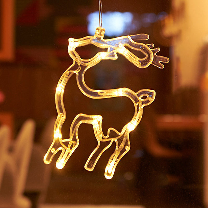 Moderne Art Deco Batterie PVC Weihnachtsbaum Reh Glocke Schneemann Dekoration LED Wand Leuchte Saugnapf Licht für Schlafzimmer