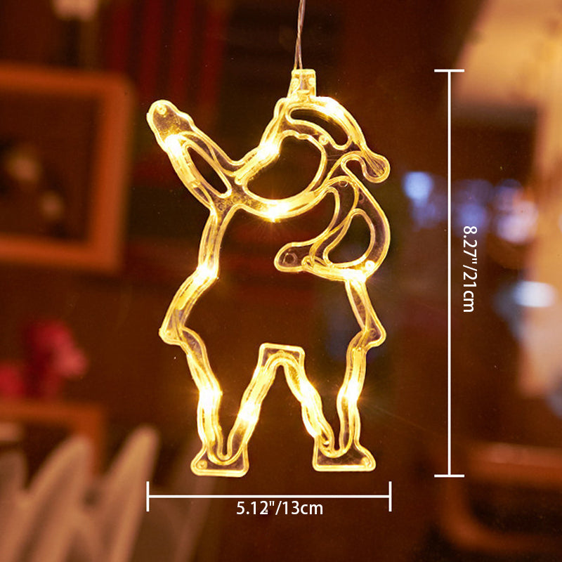 Moderne Art Deco Batterie PVC Weihnachtsbaum Reh Glocke Schneemann Dekoration LED Wand Leuchte Saugnapf Licht für Schlafzimmer