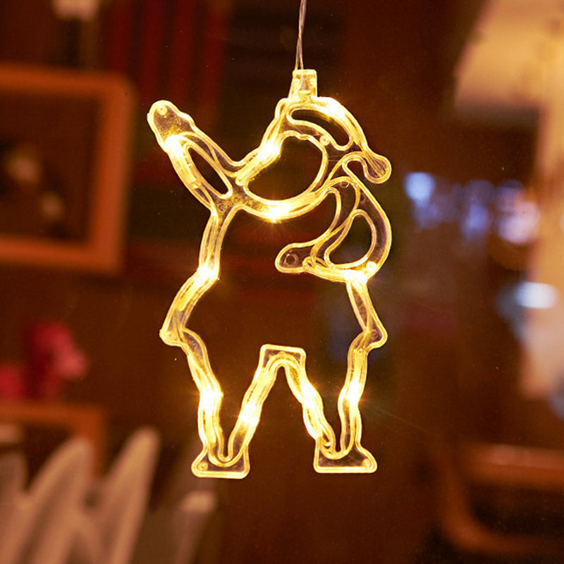 Moderne Art Deco Batterie PVC Weihnachtsbaum Reh Glocke Schneemann Dekoration LED Wand Leuchte Saugnapf Licht für Schlafzimmer