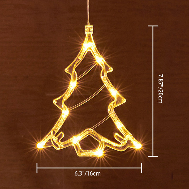 Moderne Art Deco Batterie PVC Weihnachtsbaum Reh Glocke Schneemann Dekoration LED Wand Leuchte Saugnapf Licht für Schlafzimmer