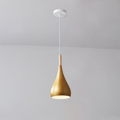 nordische Eisen Holz Aluminium Kürbis Wasser Tropfen 1-Licht Pendelleuchte für Esszimmer