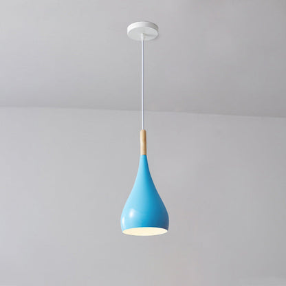 nordische Eisen Holz Aluminium Kürbis Wasser Tropfen 1-Licht Pendelleuchte für Esszimmer