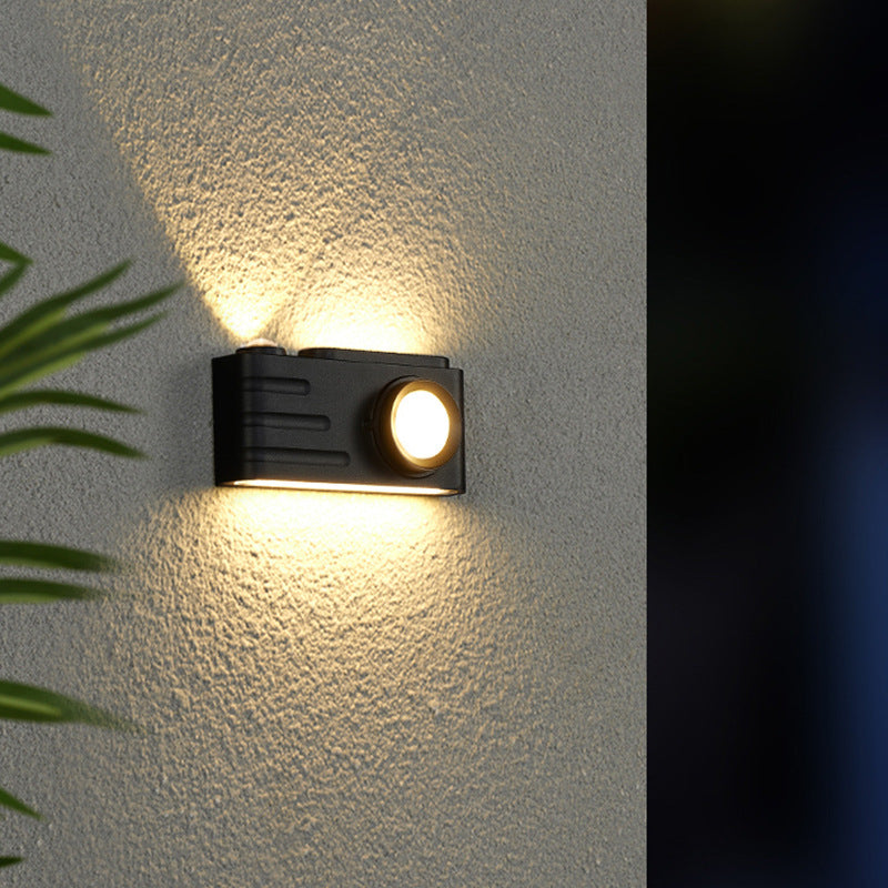 Zeitgenössische kreative wasserdichte Aluminium Kamera rechteckige LED Wand sconces Lampe für Außenpatio