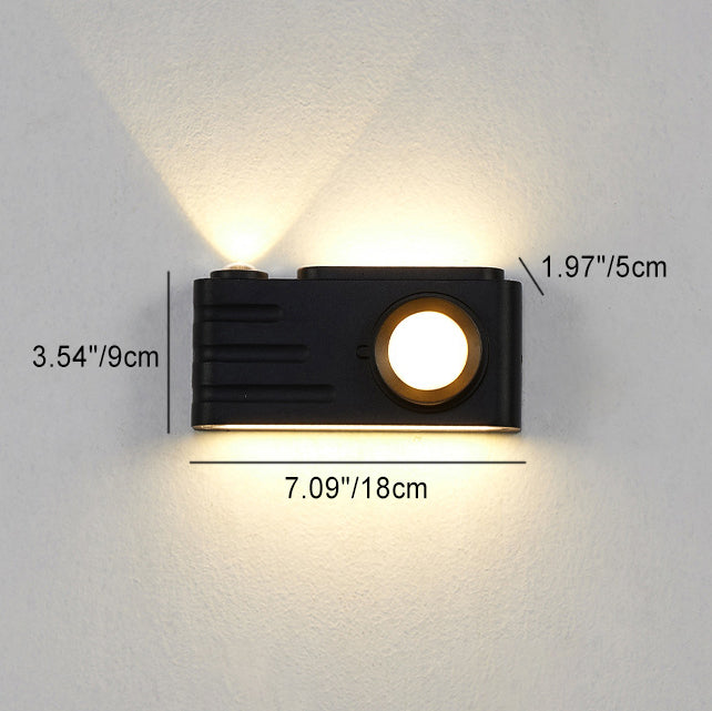Zeitgenössische kreative wasserdichte Aluminium Kamera rechteckige LED Wand sconces Lampe für Außenpatio