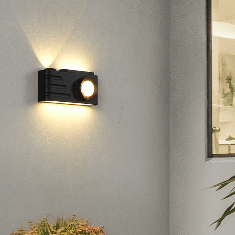 Zeitgenössische kreative wasserdichte Aluminium Kamera rechteckige LED Wand sconces Lampe für Außenpatio