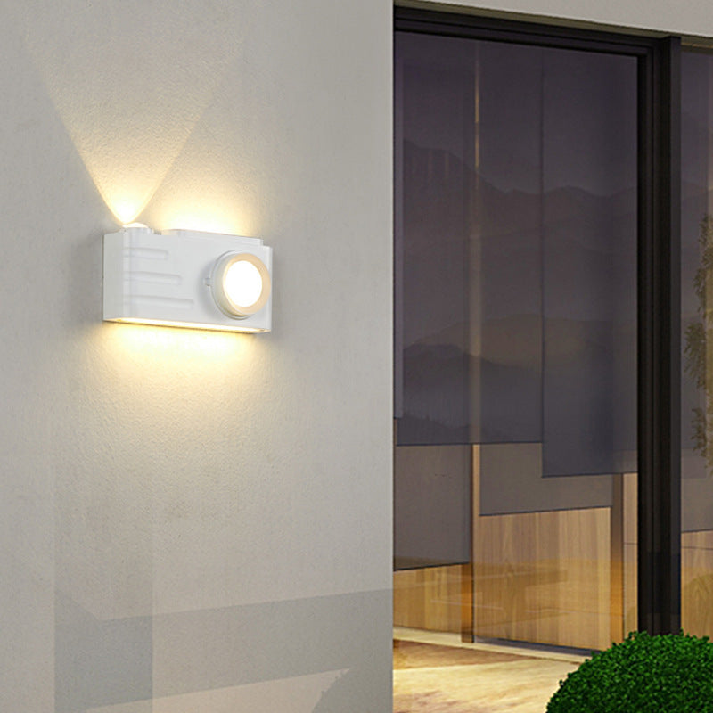 Zeitgenössische kreative wasserdichte Aluminium Kamera rechteckige LED Wand sconces Lampe für Außenpatio