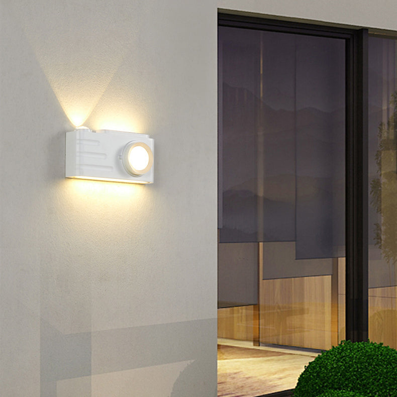 Zeitgenössische kreative wasserdichte Aluminium Kamera rechteckige LED Wand sconces Lampe für Außenpatio