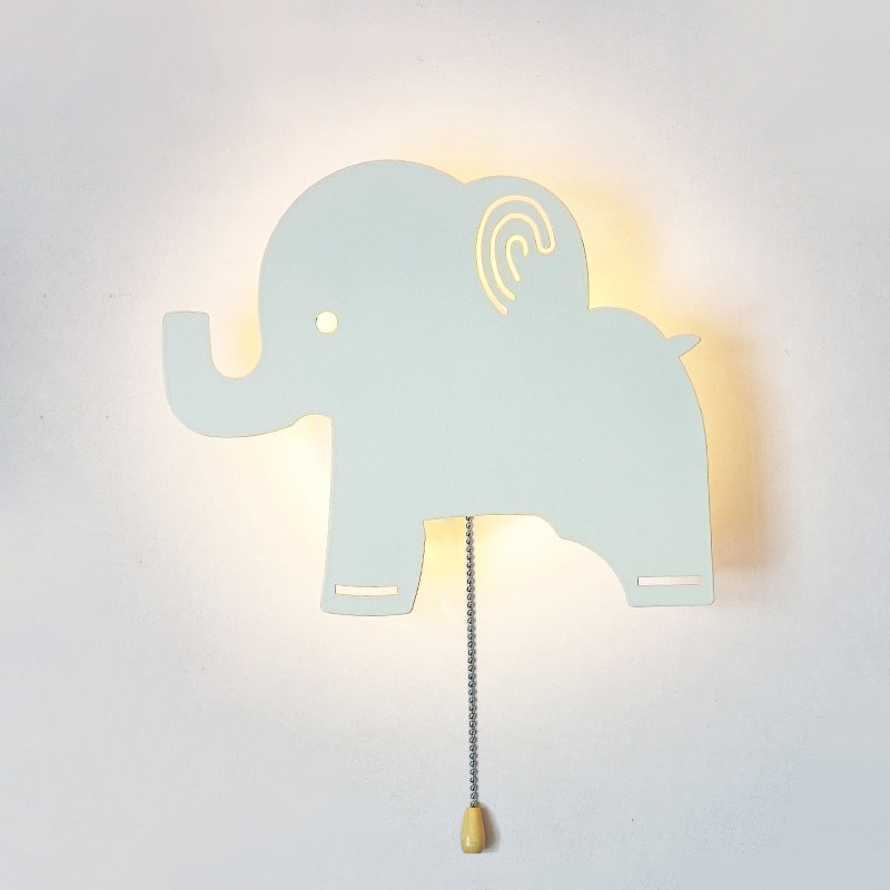 Zeitgenössische kreative Batterie Kinder Eisen Wolke Stern Tier Cartoon Zugkette LED Wandleuchte Lampe für Nachttisch