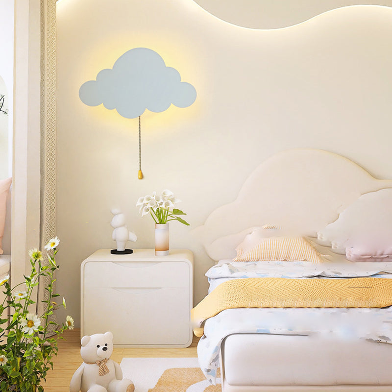 Zeitgenössische kreative Batterie Kinder Eisen Wolke Stern Tier Cartoon Zugkette LED Wandleuchte Lampe für Nachttisch