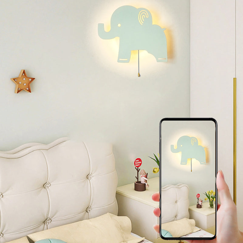 Zeitgenössische kreative Batterie Kinder Eisen Wolke Stern Tier Cartoon Zugkette LED Wandleuchte Lampe für Nachttisch