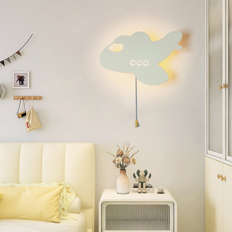 Zeitgenössische kreative Batterie Kinder Eisen Wolke Stern Tier Cartoon Zugkette LED Wandleuchte Lampe für Nachttisch