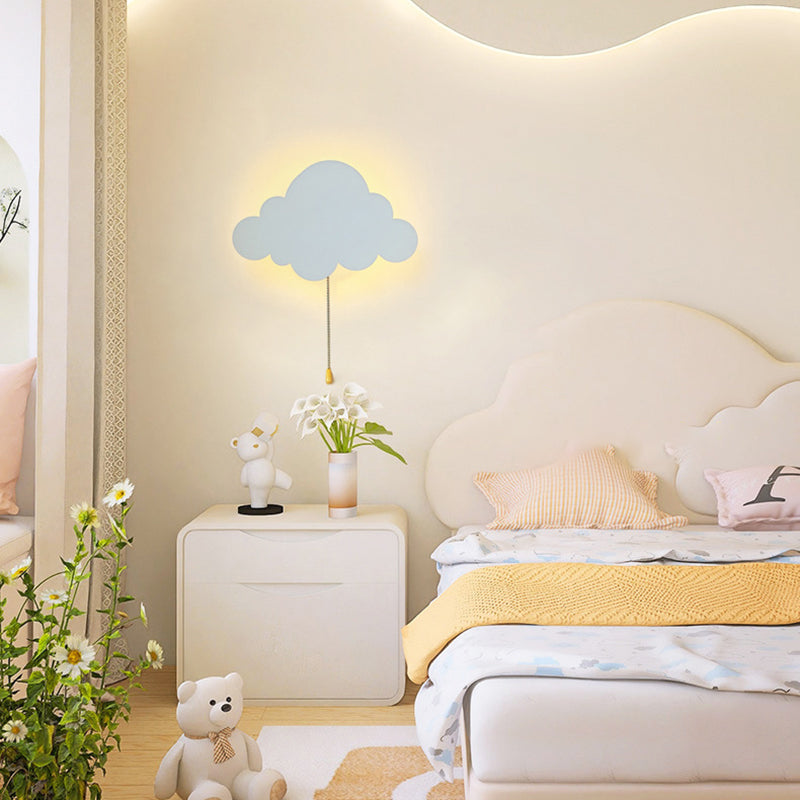 Zeitgenössische kreative Batterie Kinder Eisen Wolke Stern Tier Cartoon Zugkette LED Wandleuchte Lampe für Nachttisch