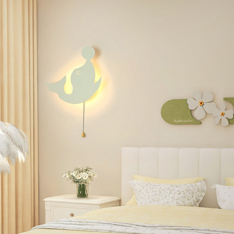 Zeitgenössische kreative Batterie Kinder Eisen Wolke Stern Tier Cartoon Zugkette LED Wandleuchte Lampe für Nachttisch