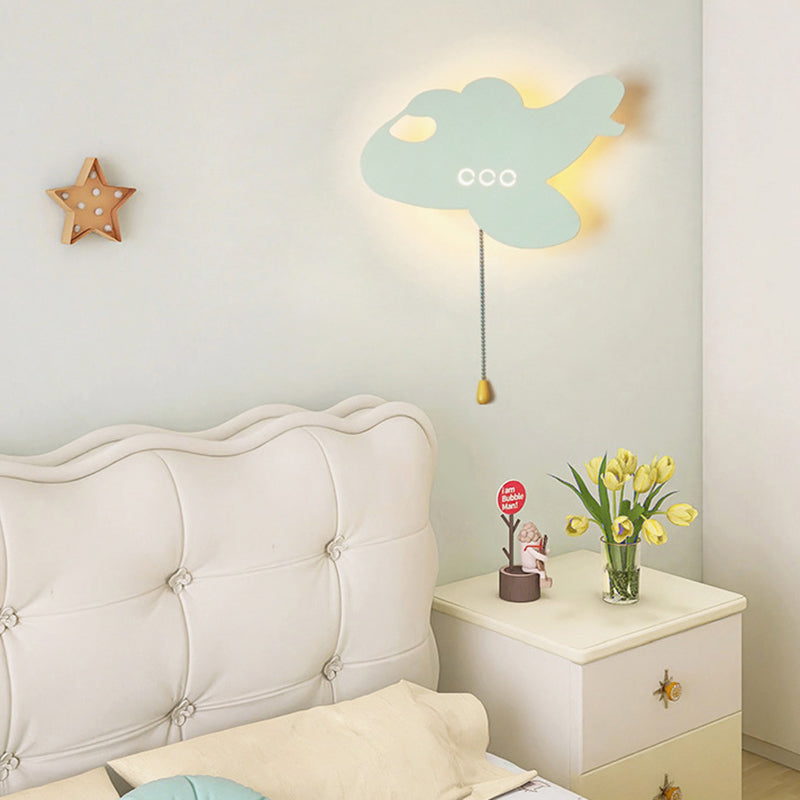 Zeitgenössische kreative Batterie Kinder Eisen Wolke Stern Tier Cartoon Zugkette LED Wandleuchte Lampe für Nachttisch