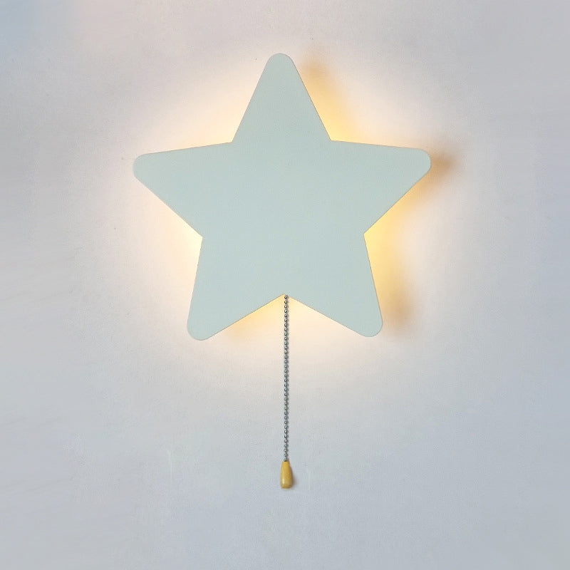 Zeitgenössische kreative Batterie Kinder Eisen Wolke Stern Tier Cartoon Zugkette LED Wandleuchte Lampe für Nachttisch