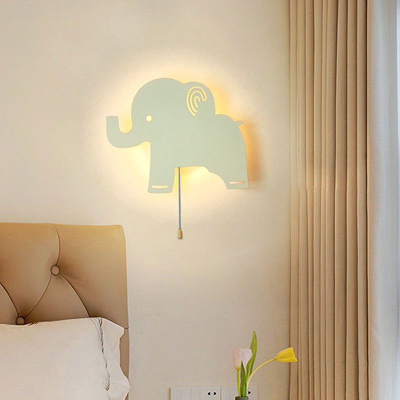 Zeitgenössische kreative Batterie Kinder Eisen Wolke Stern Tier Cartoon Zugkette LED Wandleuchte Lampe für Nachttisch