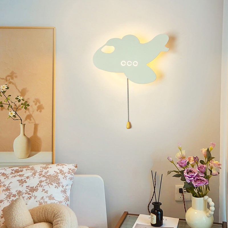 Zeitgenössische kreative Batterie Kinder Eisen Wolke Stern Tier Cartoon Zugkette LED Wandleuchte Lampe für Nachttisch