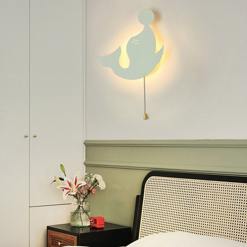 Zeitgenössische kreative Batterie Kinder Eisen Wolke Stern Tier Cartoon Zugkette LED Wandleuchte Lampe für Nachttisch