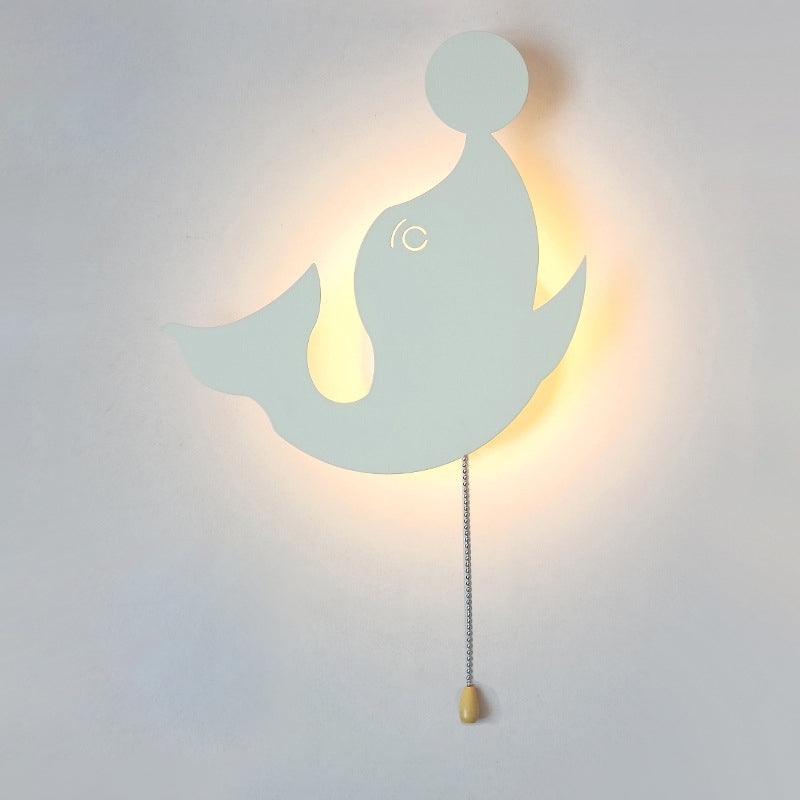 Zeitgenössische kreative Batterie Kinder Eisen Wolke Stern Tier Cartoon Zugkette LED Wandleuchte Lampe für Nachttisch