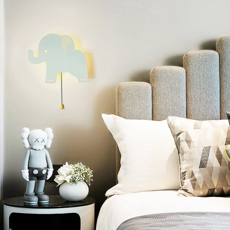 Zeitgenössische kreative Batterie Kinder Eisen Wolke Stern Tier Cartoon Zugkette LED Wandleuchte Lampe für Nachttisch