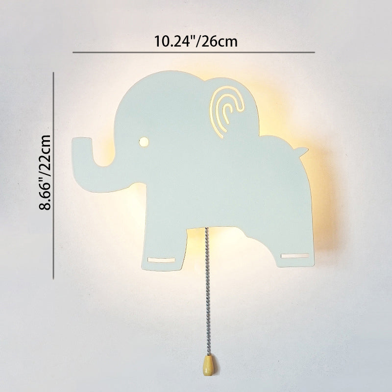 Zeitgenössische kreative Batterie Kinder Eisen Wolke Stern Tier Cartoon Zugkette LED Wandleuchte Lampe für Nachttisch