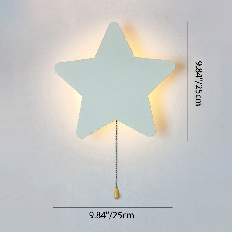 Zeitgenössische kreative Batterie Kinder Eisen Wolke Stern Tier Cartoon Zugkette LED Wandleuchte Lampe für Nachttisch