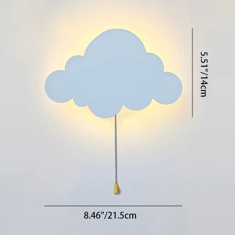 Zeitgenössische kreative Batterie Kinder Eisen Wolke Stern Tier Cartoon Zugkette LED Wandleuchte Lampe für Nachttisch