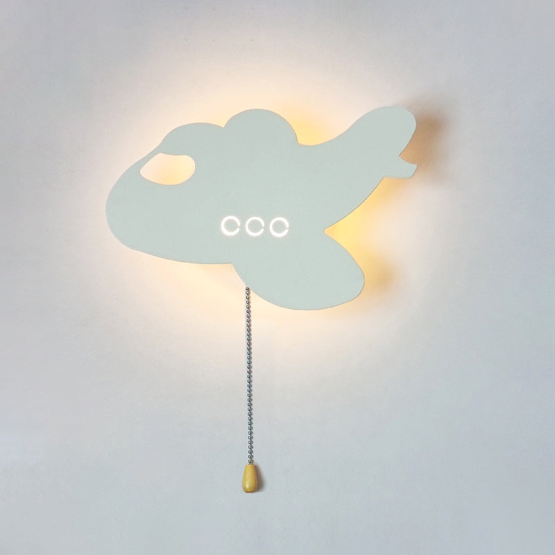 Zeitgenössische kreative Batterie Kinder Eisen Wolke Stern Tier Cartoon Zugkette LED Wandleuchte Lampe für Nachttisch