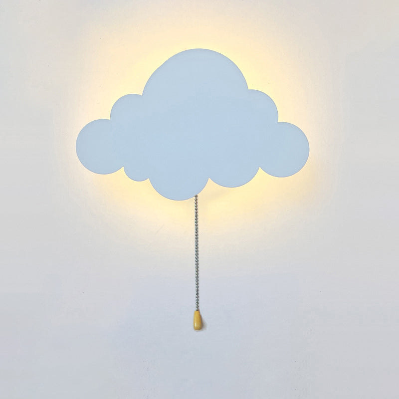 Zeitgenössische kreative Batterie Kinder Eisen Wolke Stern Tier Cartoon Zugkette LED Wandleuchte Lampe für Nachttisch