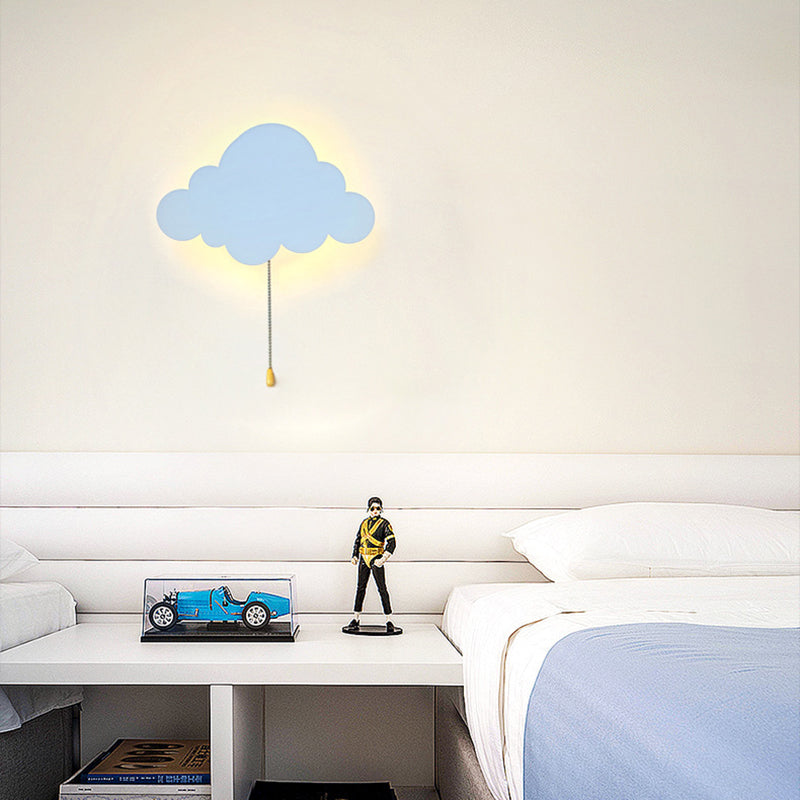 Zeitgenössische kreative Batterie Kinder Eisen Wolke Stern Tier Cartoon Zugkette LED Wandleuchte Lampe für Nachttisch