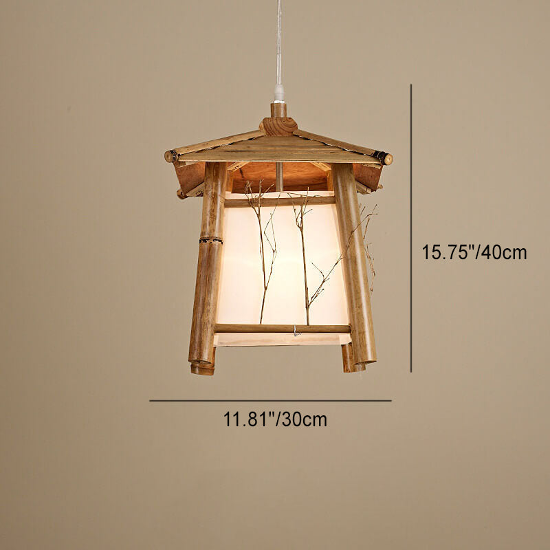Frendorf | ZenLoom Japanische Bambus Pendelleuchte | Rustikales Design | Handgewebt | Natürliche Beleuchtung für Zuhause