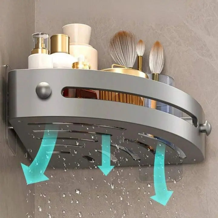 Frendorf | Badezimmer-Wandregal – Rostfreier Eckkorb mit Klebehalter