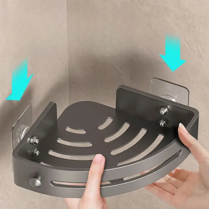 Frendorf | Badezimmer-Wandregal – Rostfreier Eckkorb mit Klebehalter