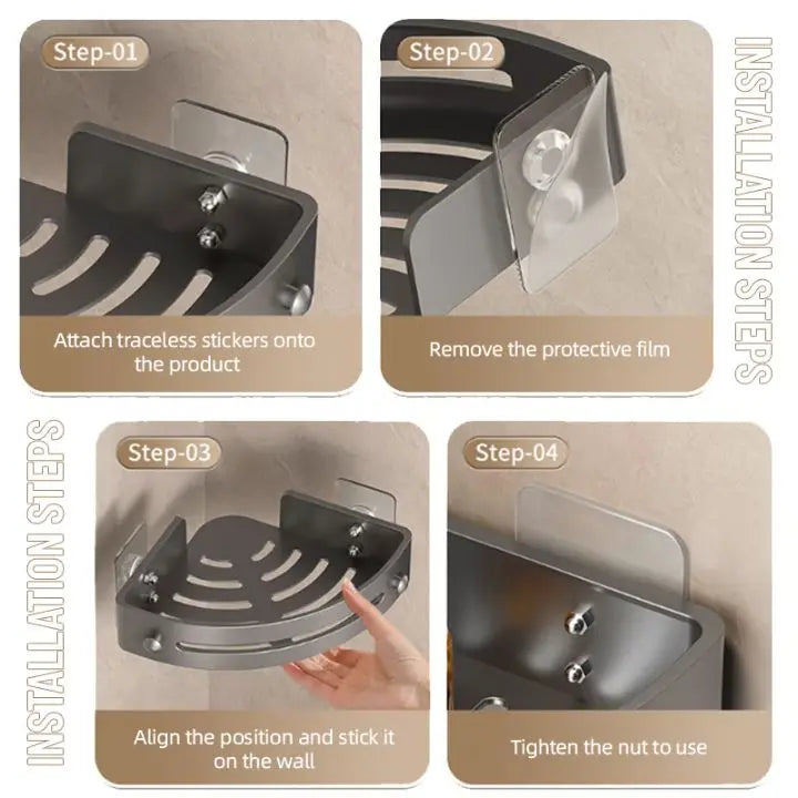 Frendorf | Badezimmer-Wandregal – Rostfreier Eckkorb mit Klebehalter