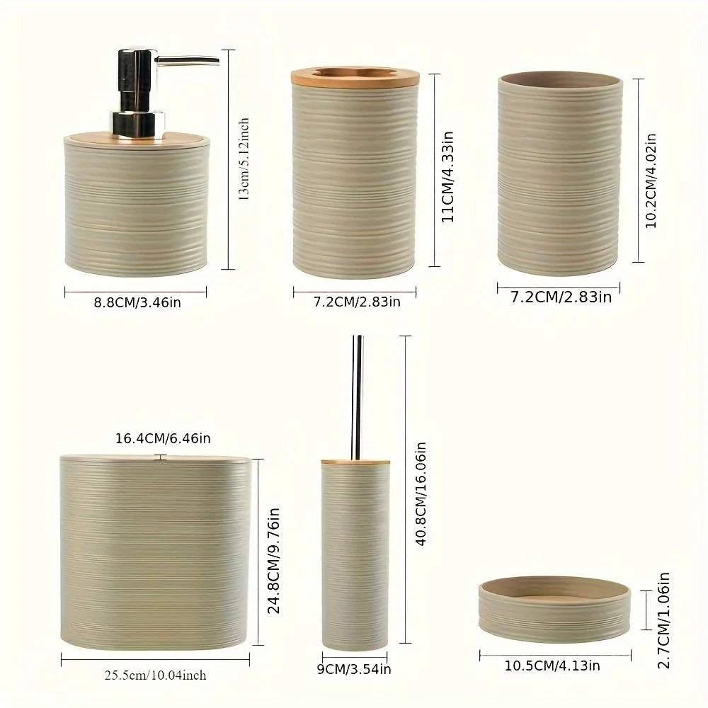 Frendorf | Badezimmer Set 6-teilig | Elegantes Zubehör für Ihr Bad