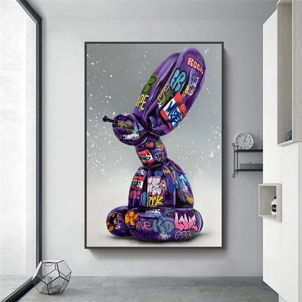 Balloon Dog Graffiti Leinwandmalerei Nordischer Pop Stil Dekorativer Poster Wohnraum Wandkunst Drucke Moderne Wohnkultur Ästhetik