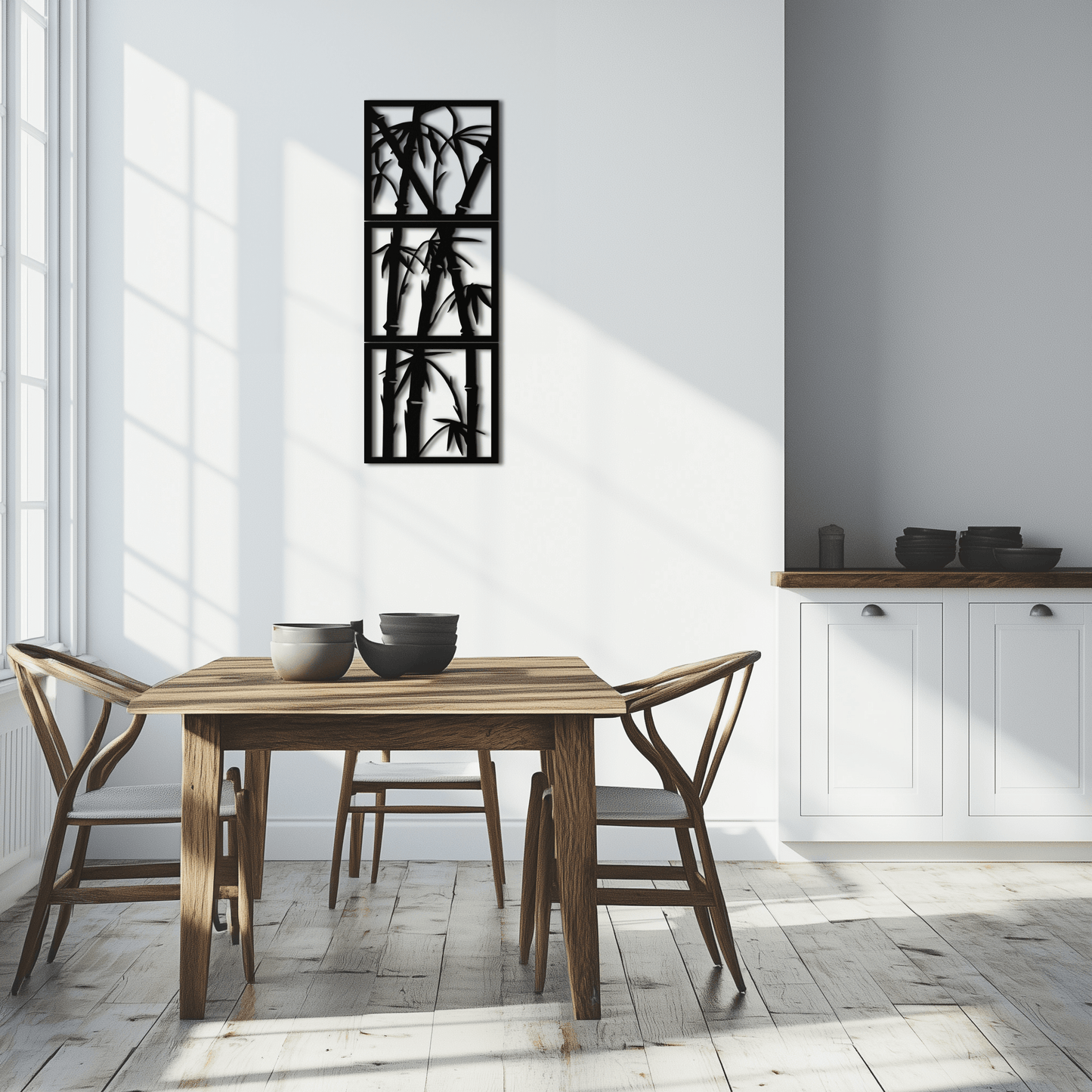 Bamboo Panel Metall Wandkunst - Stahl Wanddekoration für Zuhause und Büro - KAF011