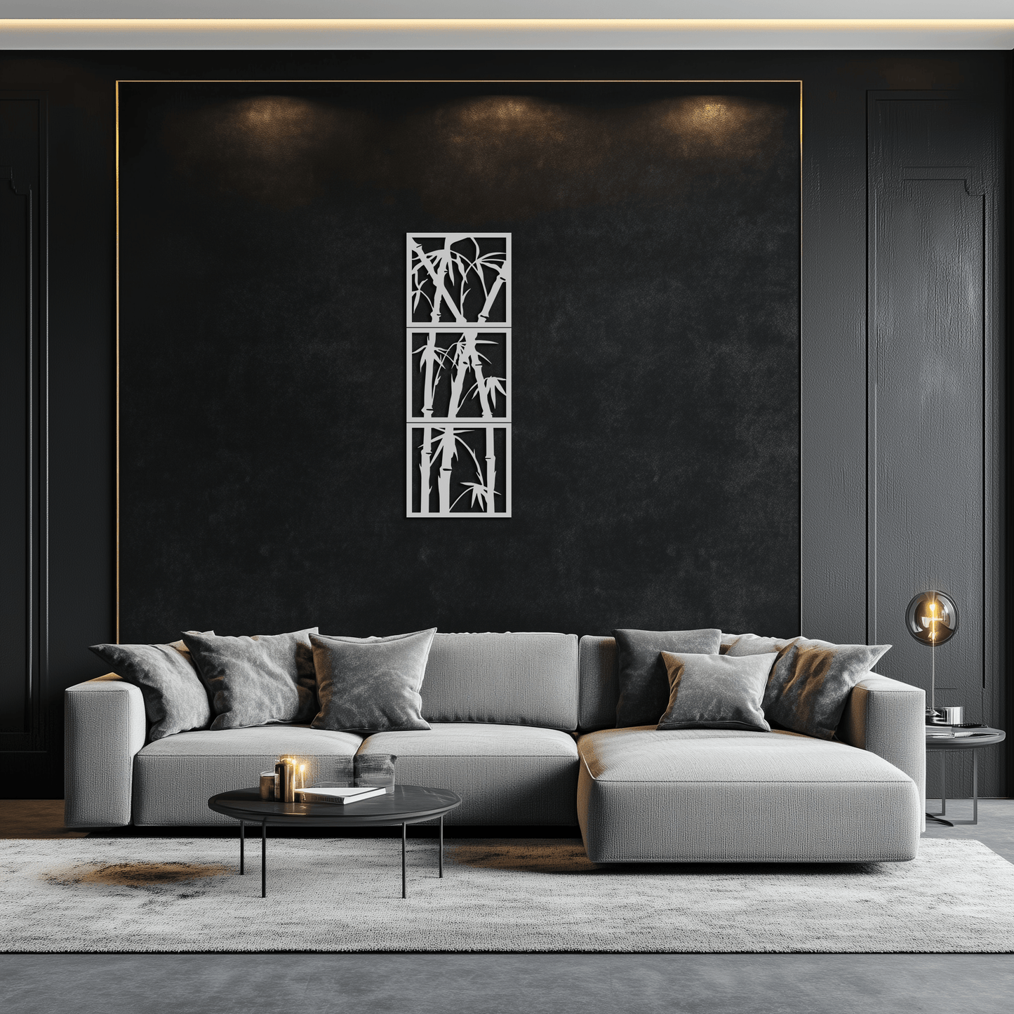 Bamboo Panel Metall Wandkunst - Stahl Wanddekoration für Zuhause und Büro - KAF011