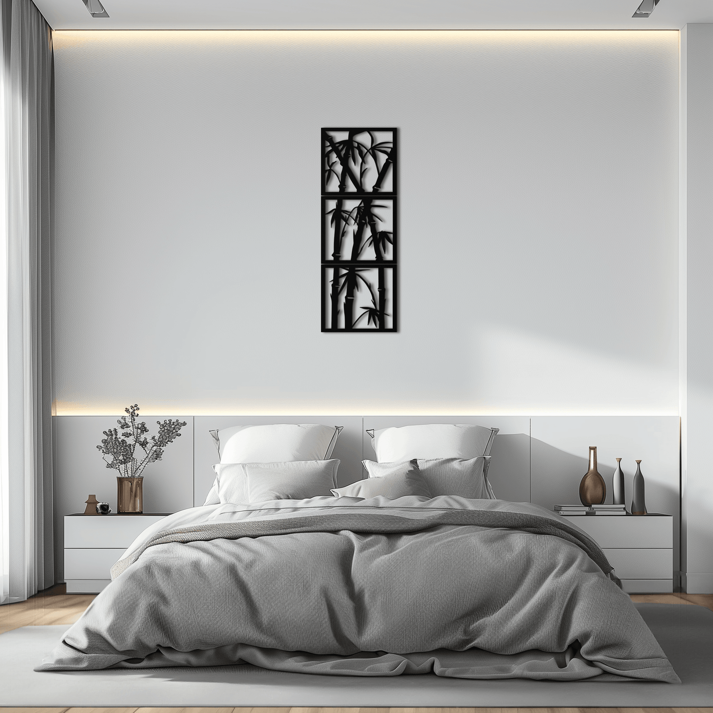 Bamboo Panel Metall Wandkunst - Stahl Wanddekoration für Zuhause und Büro - KAF011