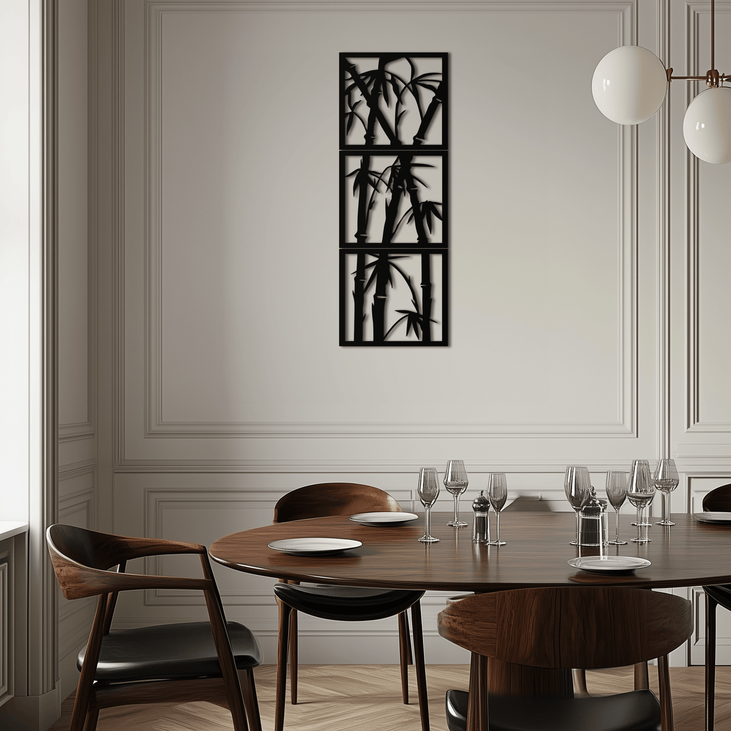 Bamboo Panel Metall Wandkunst - Stahl Wanddekoration für Zuhause und Büro - KAF011