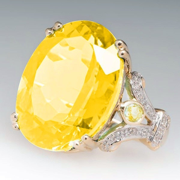 Frendorf | Fashion Luxus Bunt Kubisches Zirkon Ring Ovaler Stein Finger Ring Für Frauen