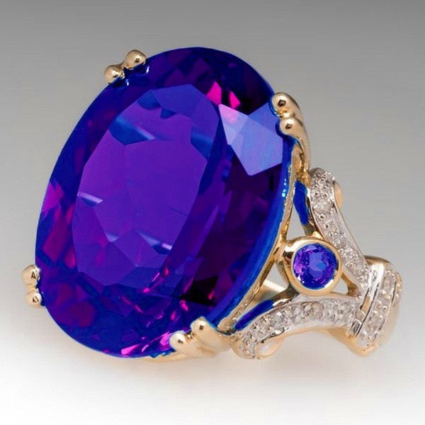 Frendorf | Fashion Luxus Bunt Kubisches Zirkon Ring Ovaler Stein Finger Ring Für Frauen