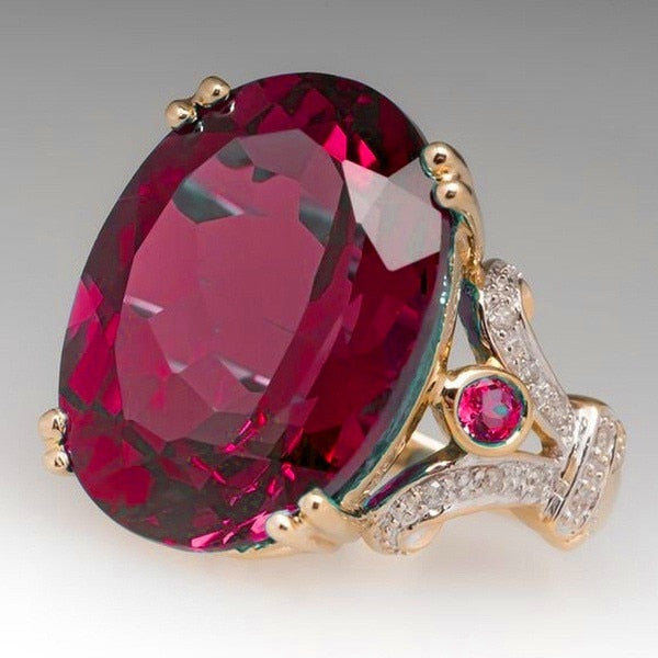 Frendorf | Fashion Luxus Bunt Kubisches Zirkon Ring Ovaler Stein Finger Ring Für Frauen